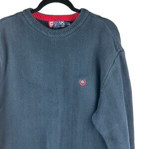 Vintage Chaps Ralph Lauren Navy Blue 100% Cotton Crew Neck Sweater Size L‎